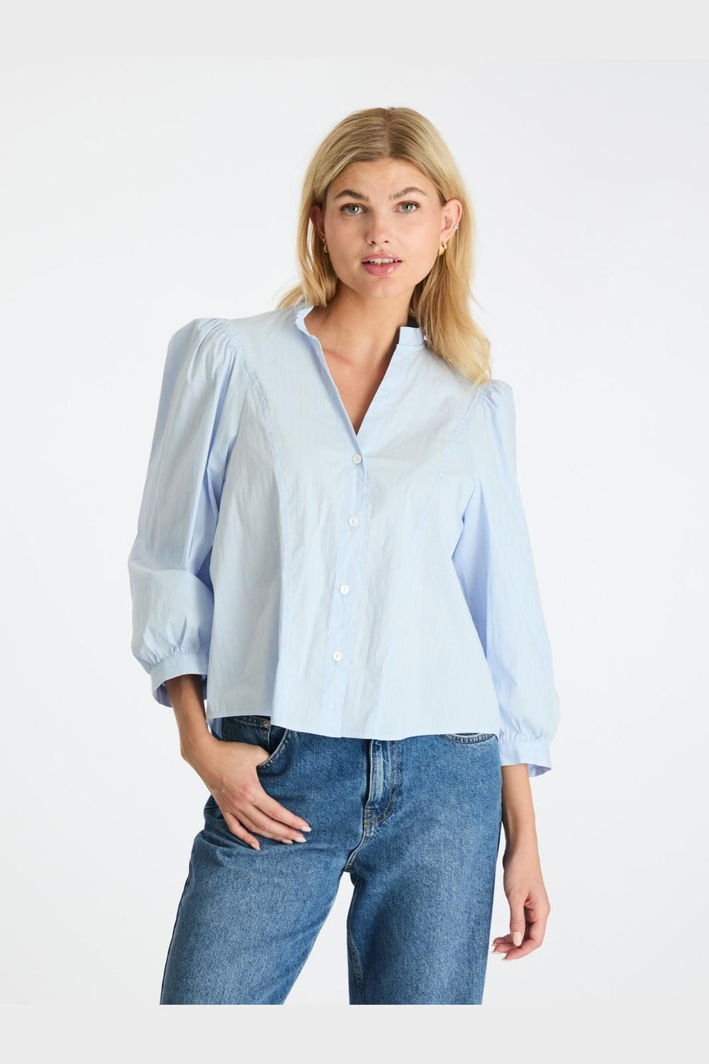 Neo Noir - Barba Stripe Blouse - Light Blue