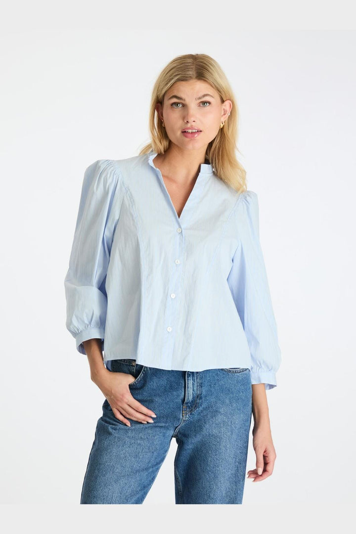 Neo Noir - Barba Stripe Blouse - Light Blue