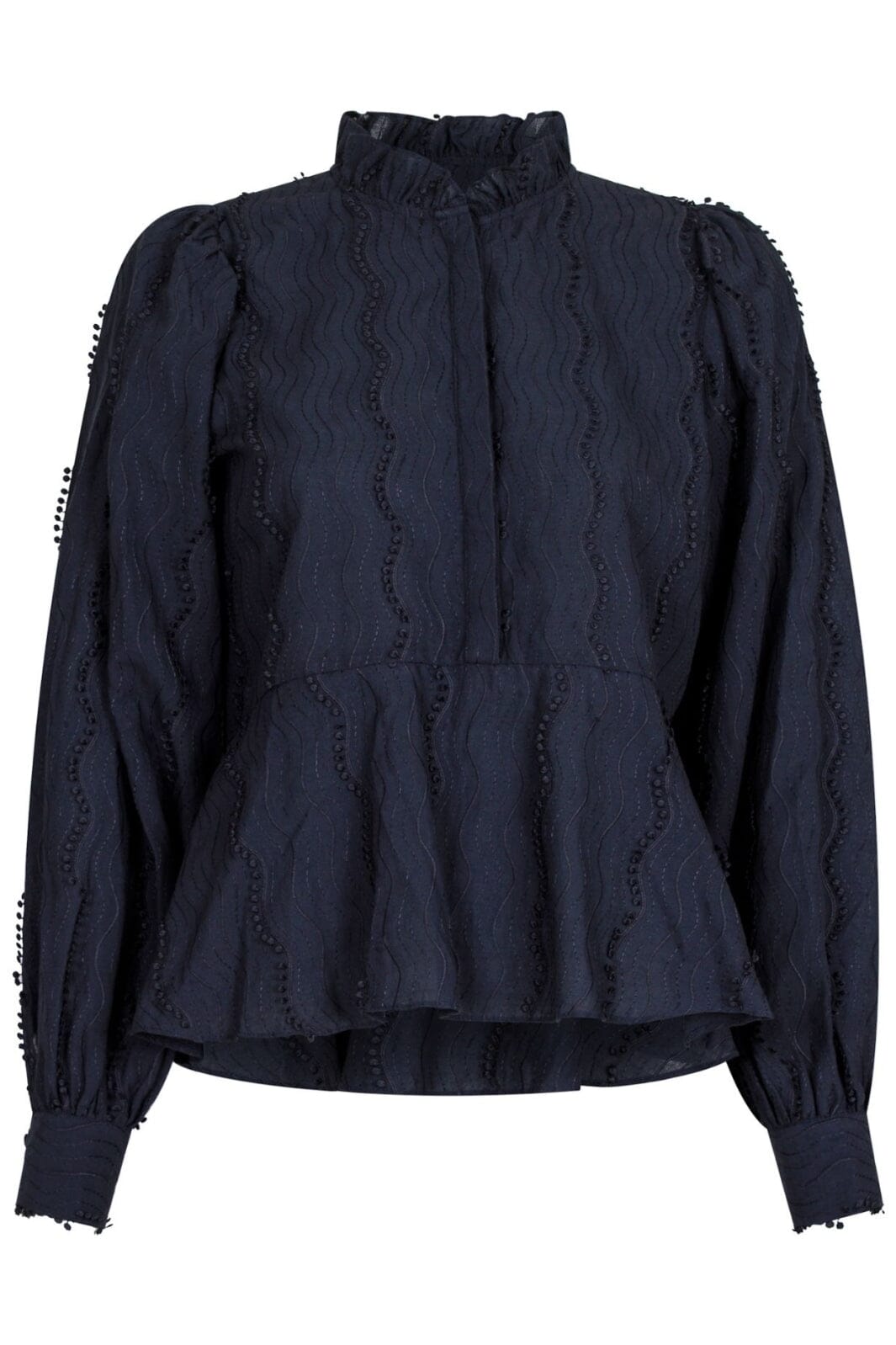 Neo Noir - Benito Wave Blouse - Navy Bluser 