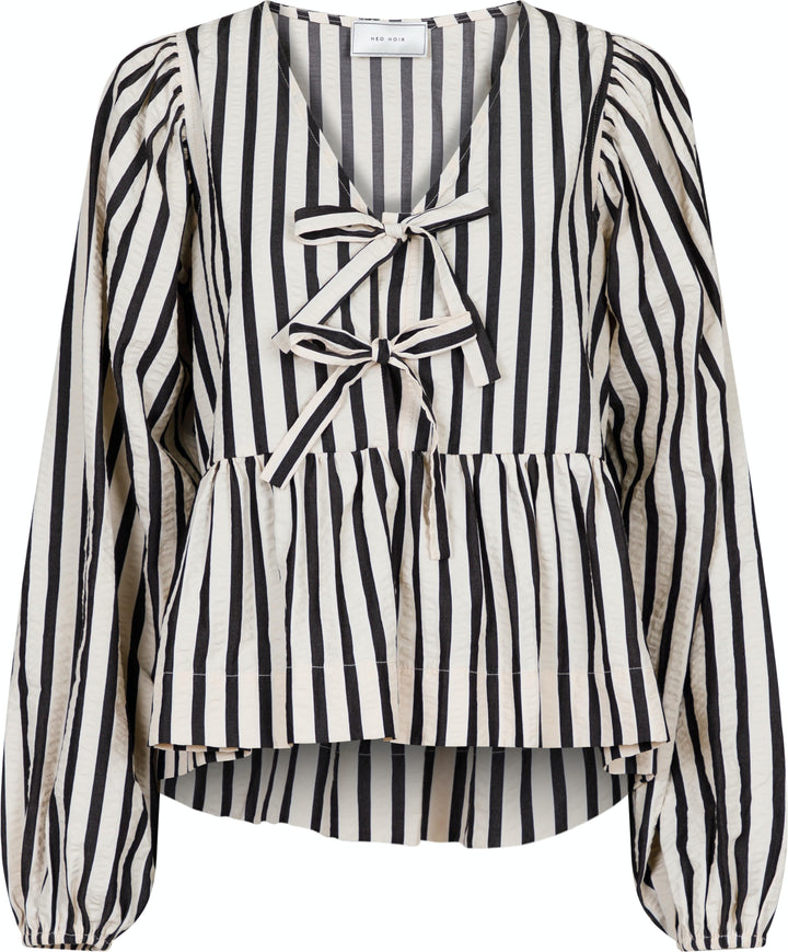 Neo Noir - Bessie Contrast Stripe Blouse - Creme