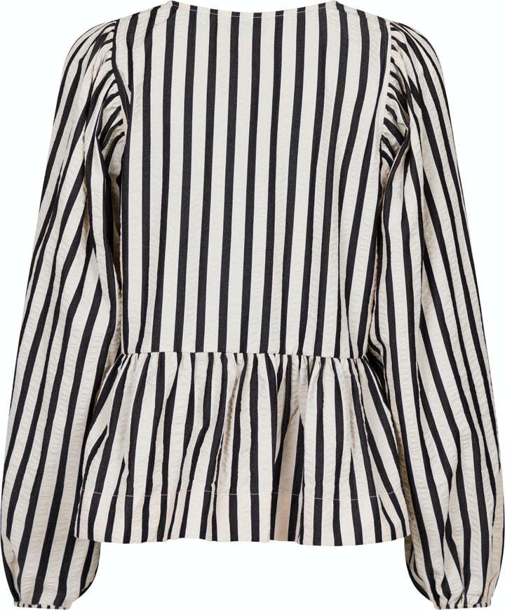 Neo Noir - Bessie Contrast Stripe Blouse - Creme