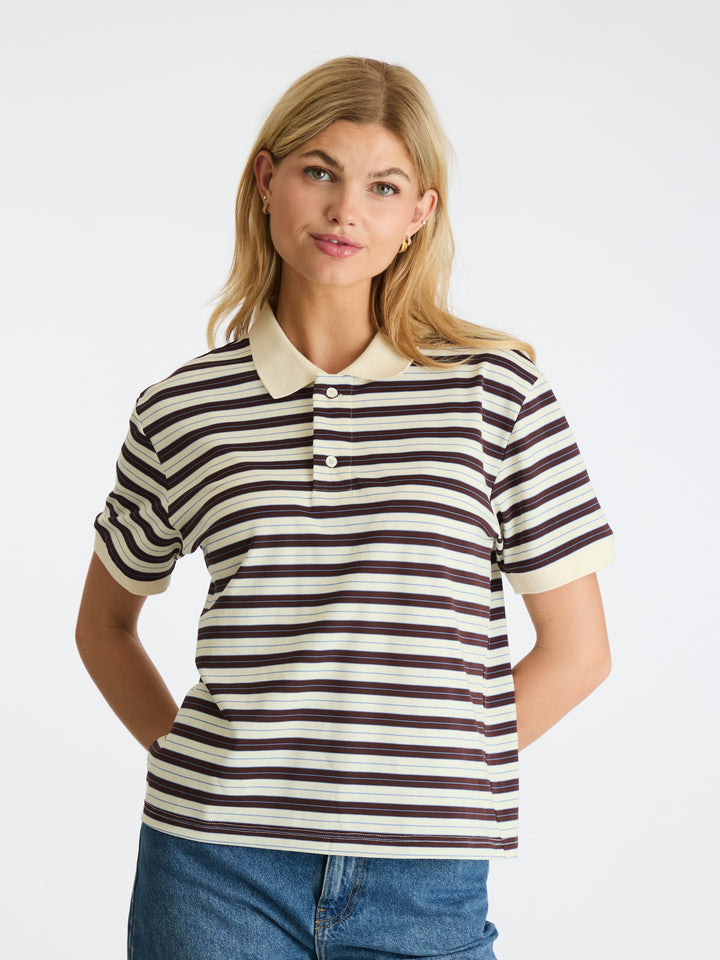 Neo Noir - Beta Stripe Polo Tee - Brown