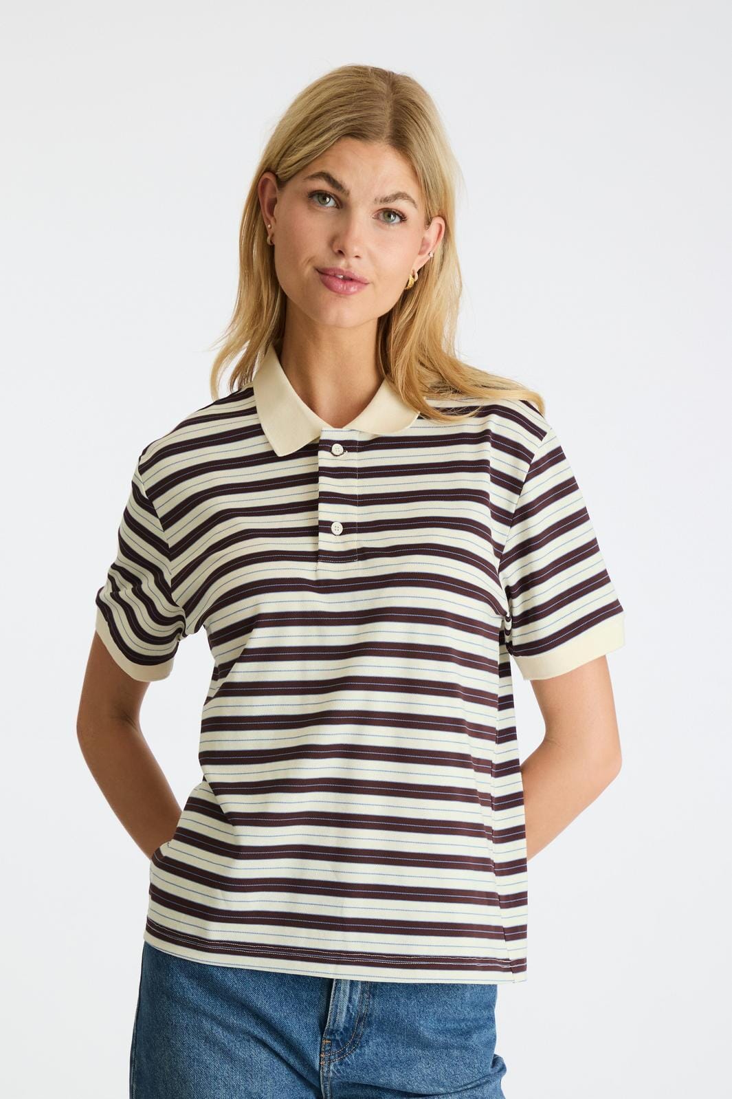 Neo Noir - Beta Stripe Polo Tee - Brown