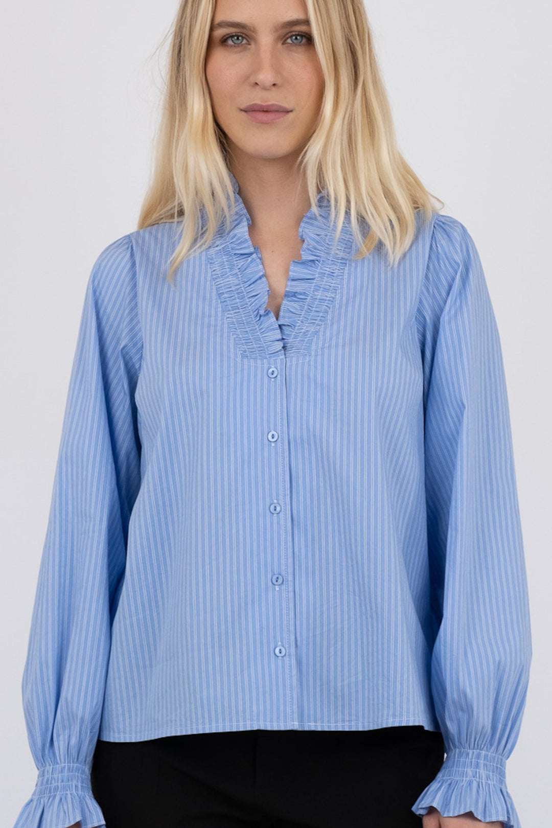 Neo Noir - Brielle Stripe Shirt - Light Blue