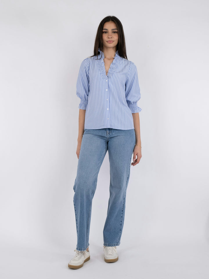 Neo Noir - Briony Wide Stripe Blouse - Light Blue