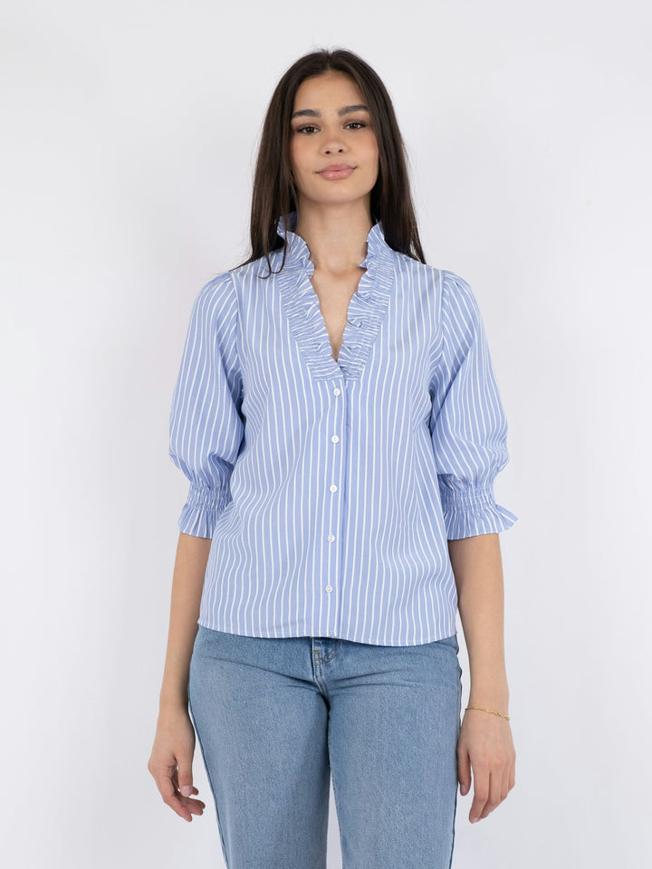 Neo Noir - Briony Wide Stripe Blouse - Light Blue