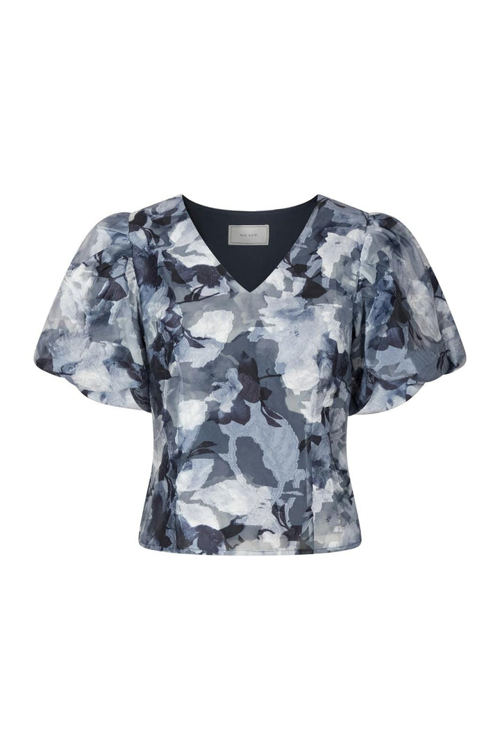 Neo Noir - Camia Brocade Floral Blouse - Floral Grey