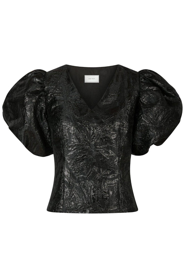 Neo Noir - Camia Metallic Brocade Blouse 163846 - Black Bluser 