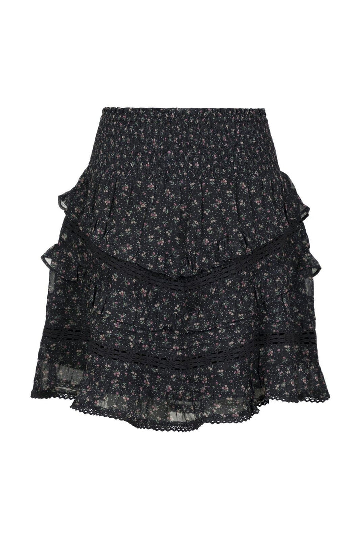 Neo Noir - Donna Mini Rose Skirt - Black Nederdele 