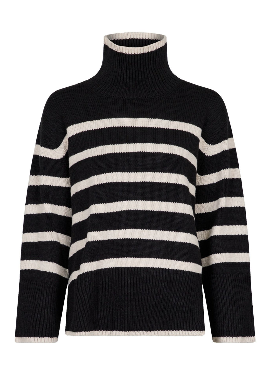 Neo Noir - Fanning Stripe Knit Blouse GZ - Black 