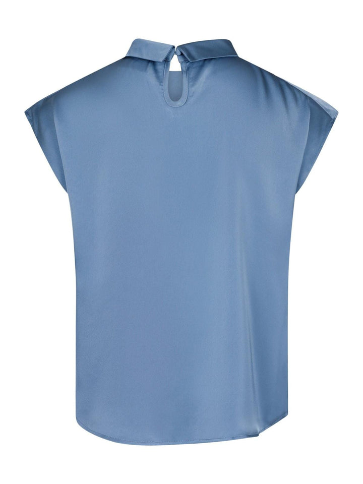 Neo Noir - Fleur Drapy Satin Blouse - Dusty Blue T-shirts 