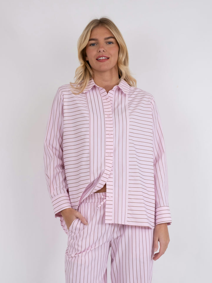 Neo Noir - Gili Multi Stripe Shirt - Light Pink