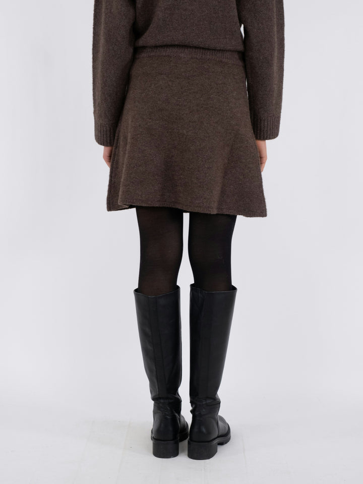 Neo Noir - Gisa Knit Skirt - Brown Melange