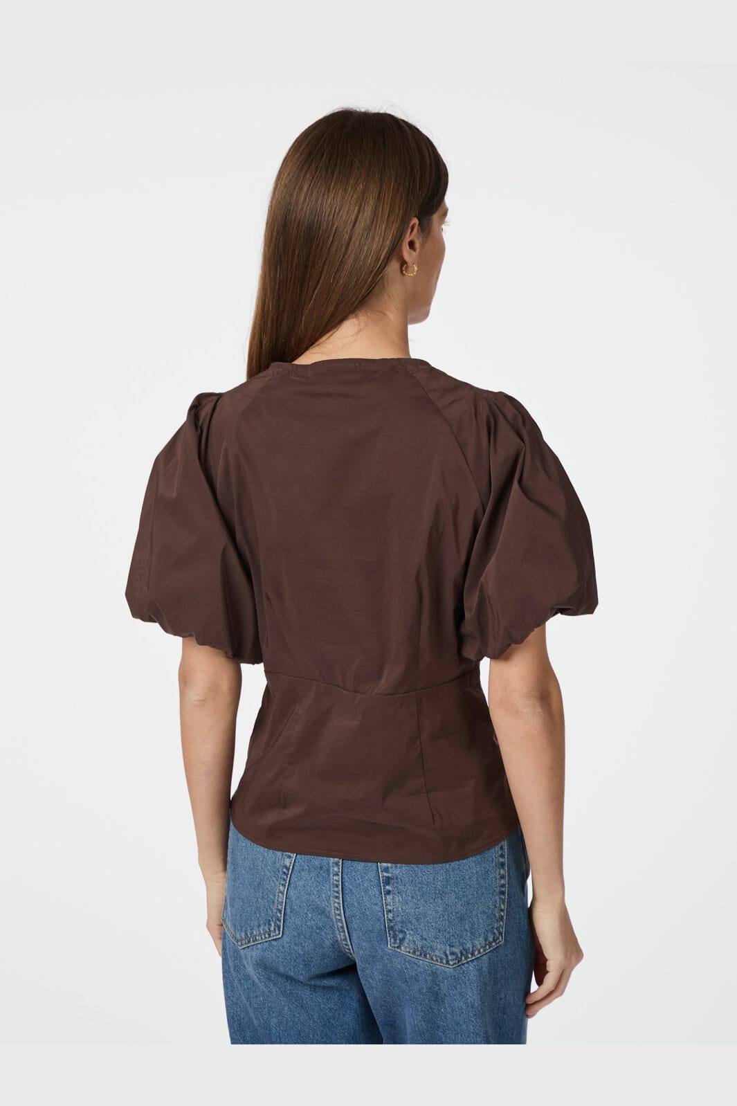 Neo Noir - Irina Poplin Blouse 162219 - 676 - Dark Brown