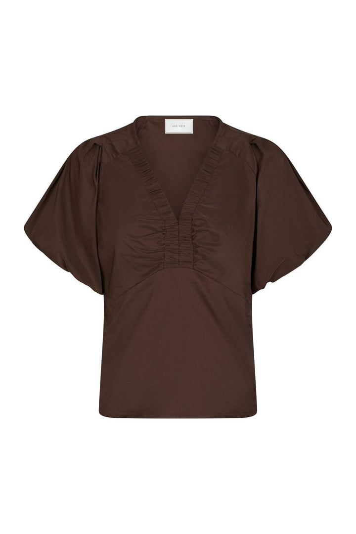 Neo Noir - Irina Poplin Blouse 162219 - 676 - Dark Brown