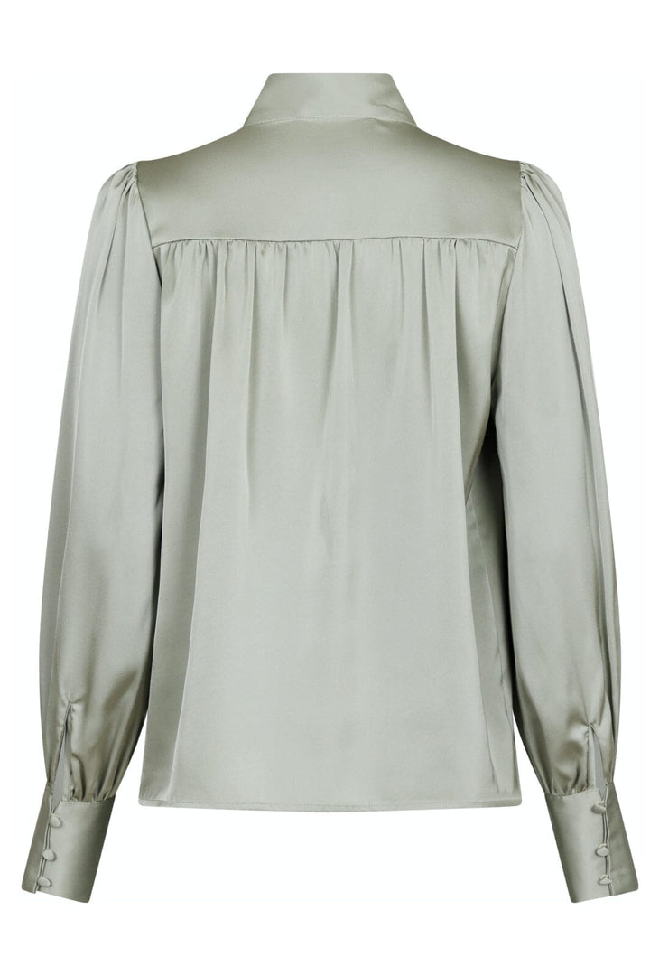 Neo Noir - Jaz Bow Blouse - Smoke Green Skjorter 