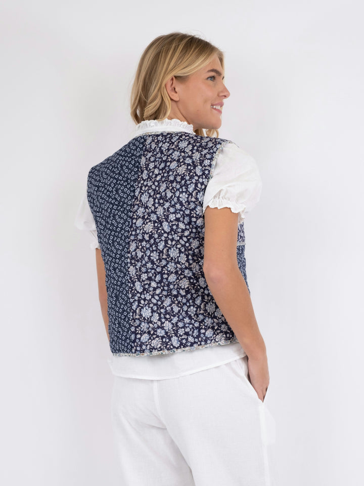 Neo Noir - Karine Quilt Combination Vest - Blue