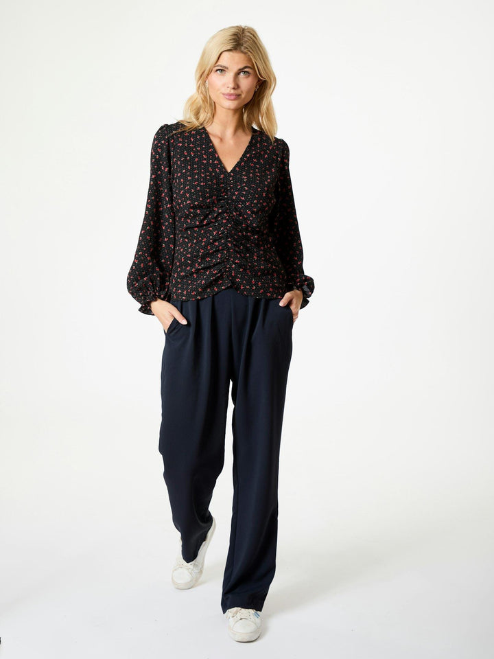 Neo Noir - Katinka Floral Dots Blouse - Black Skjorter 