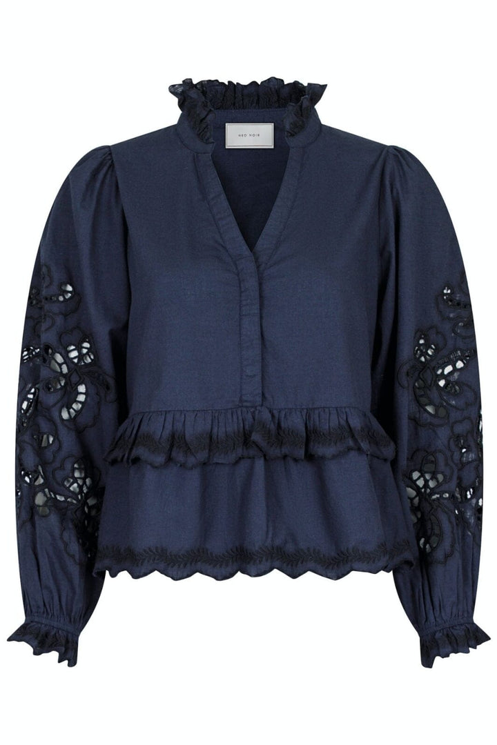 Neo Noir - Kimmo Embroidery Blouse - Navy Skjorter 