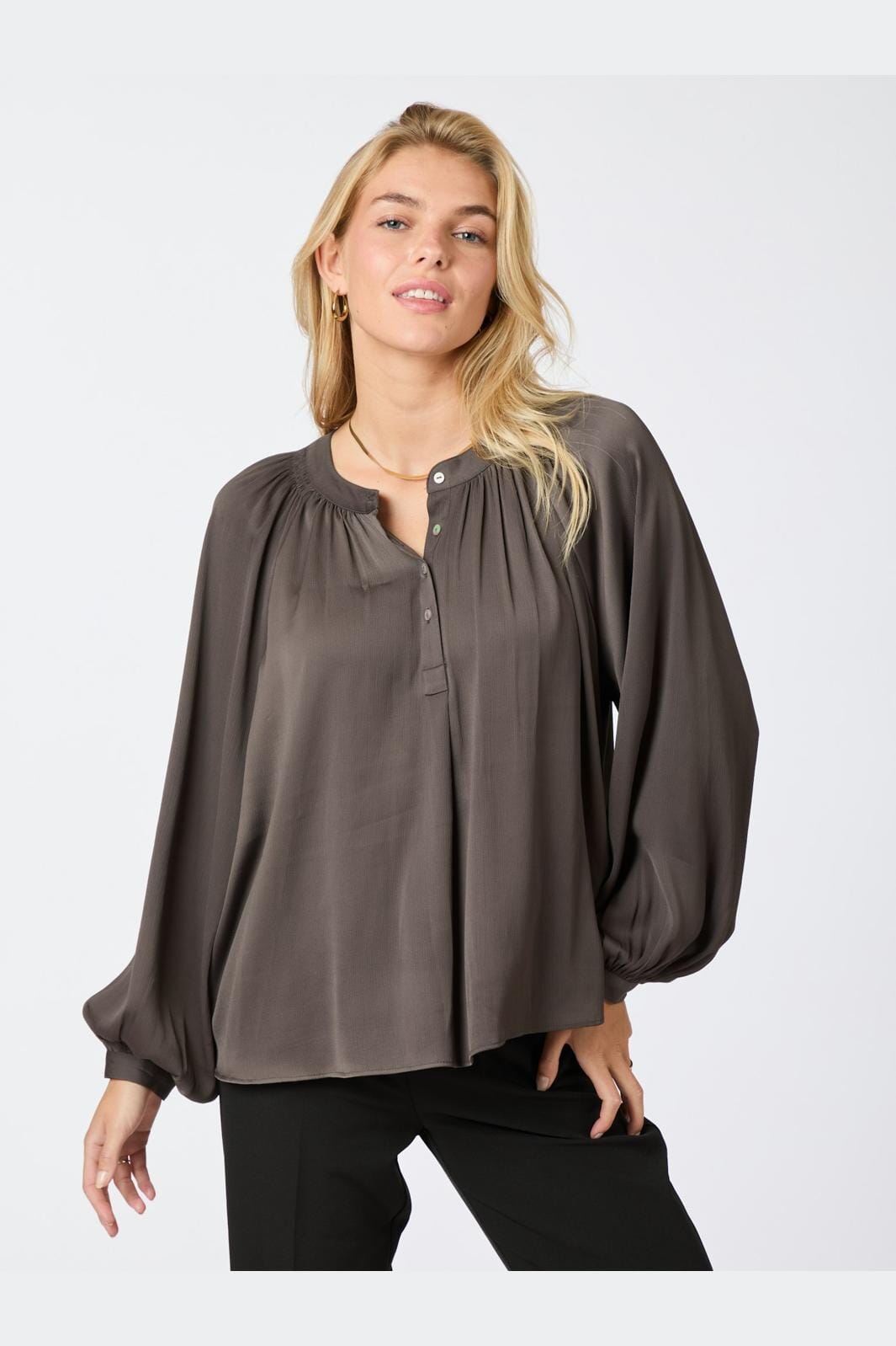 Neo Noir - Kirsty Structure Blouse - Brown