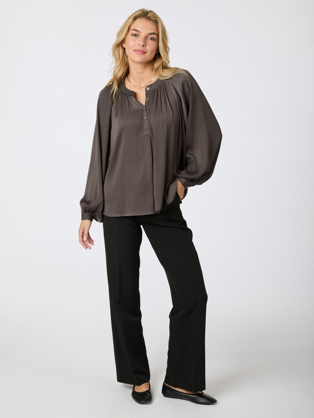 Neo Noir - Kirsty Structure Blouse - Brown Skjorter 