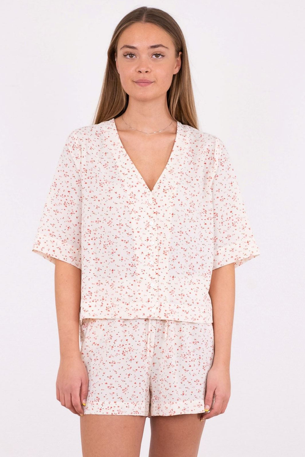 Neo Noir - Kyoto Flower Burst Shirt - Rose Bluser 