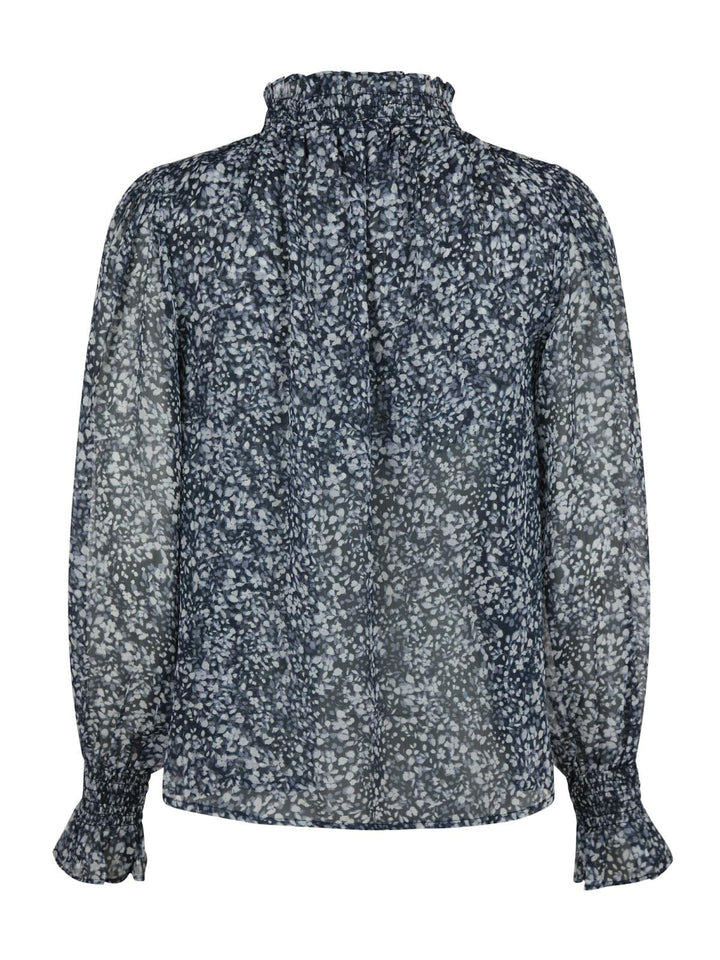 Neo Noir - Leia Flower Graphic Blouse - Navy Skjorter 