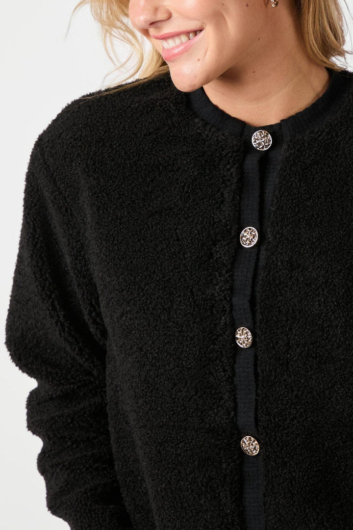 Neo Noir - Limo Fluffy Knit Cardigan 161963 - 100 - Black