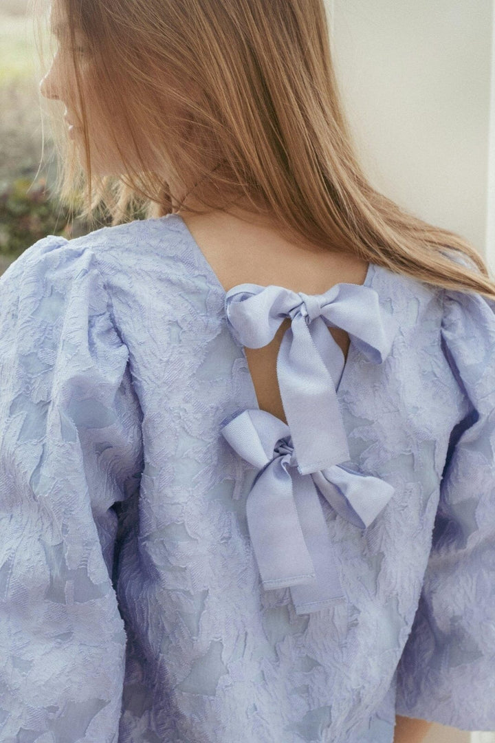 Neo Noir - Lorraine Brocade Blouse - Sky Blue Bluser 