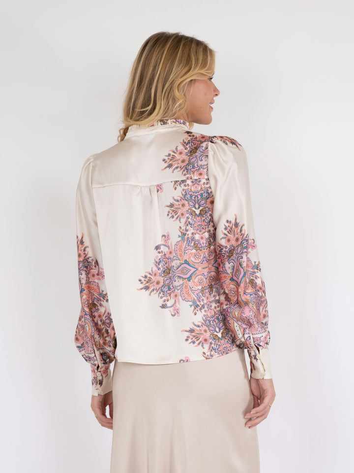 Neo Noir - Massima Paisley Border Blouse - Light Pink