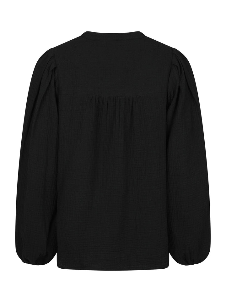 Neo Noir - Mimmi Waffle Blouse - Black Bluser 