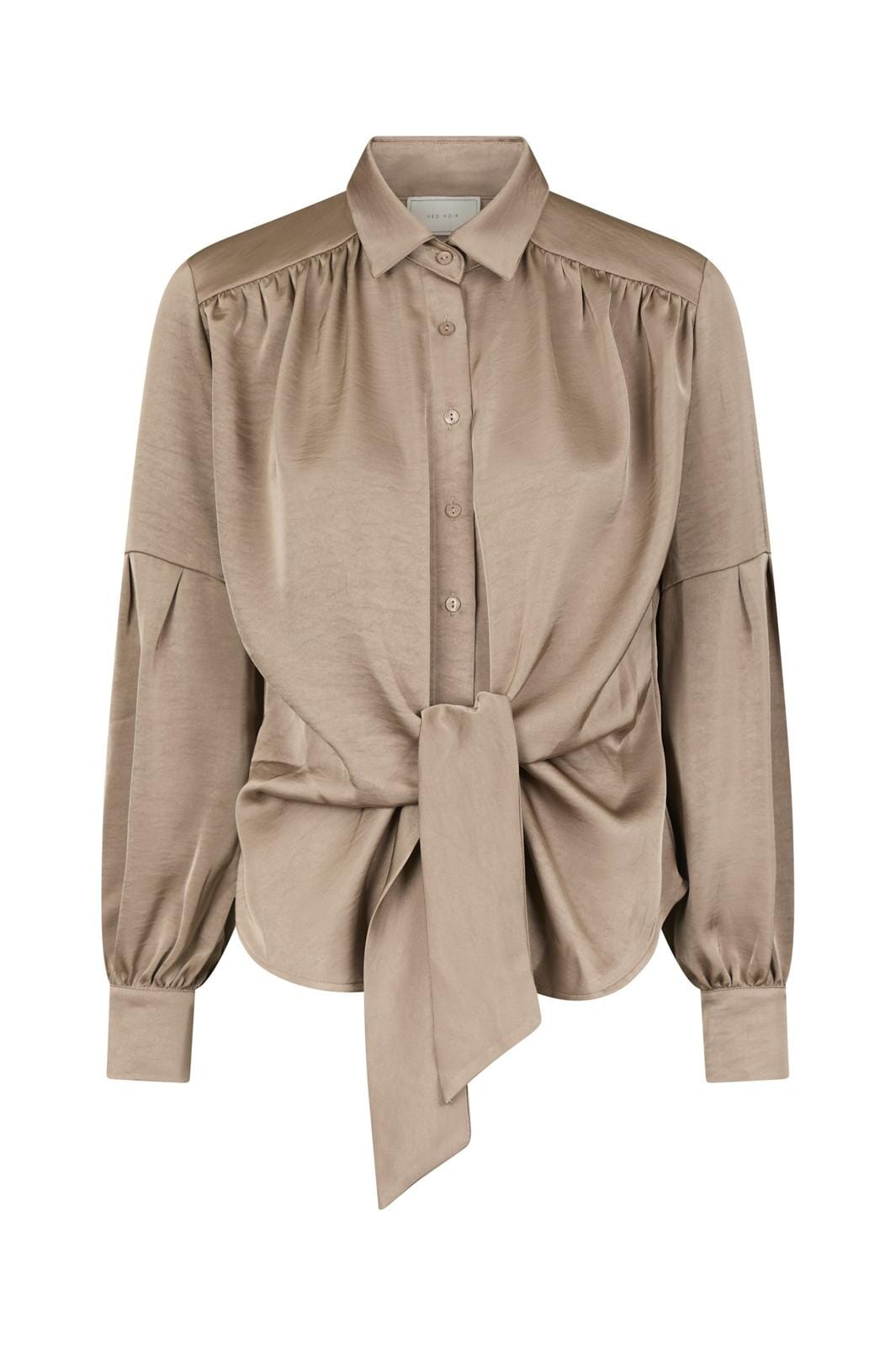 Neo Noir - Naja Satin Shirt - Dark Taupe