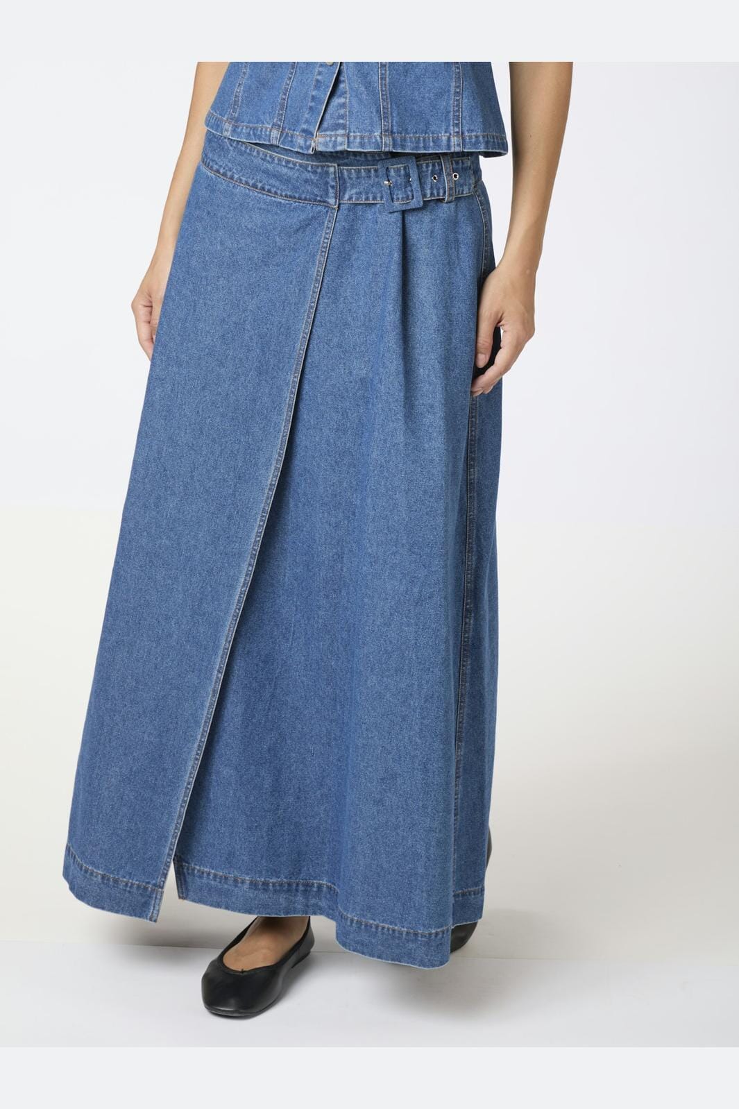 Neo Noir - Nina Wrap Denim Skirt - Blue