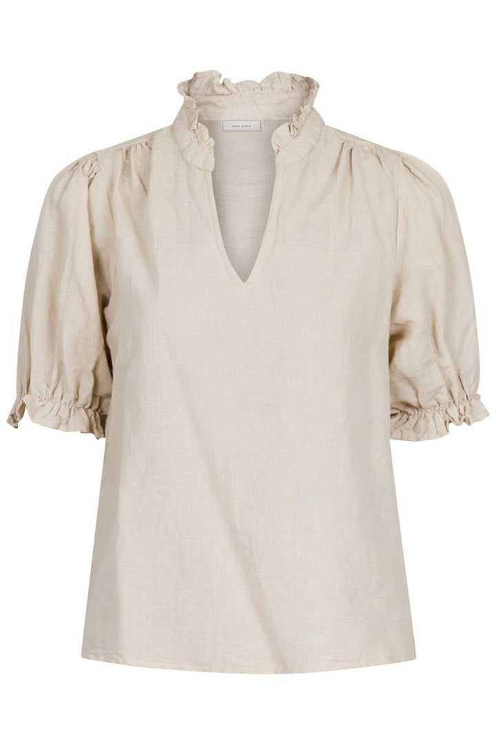 Neo Noir - Odesa Linen Blouse - Sand Bluser 