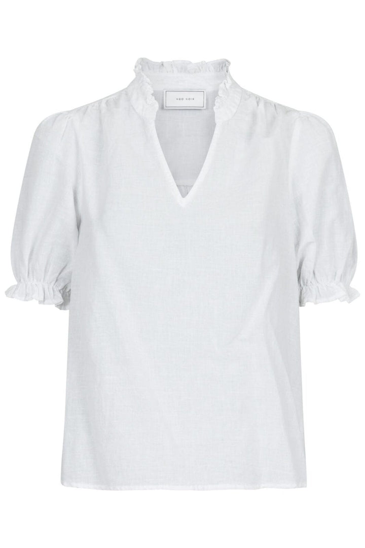 Neo Noir - Odesa Linen Blouse - White Bluser 