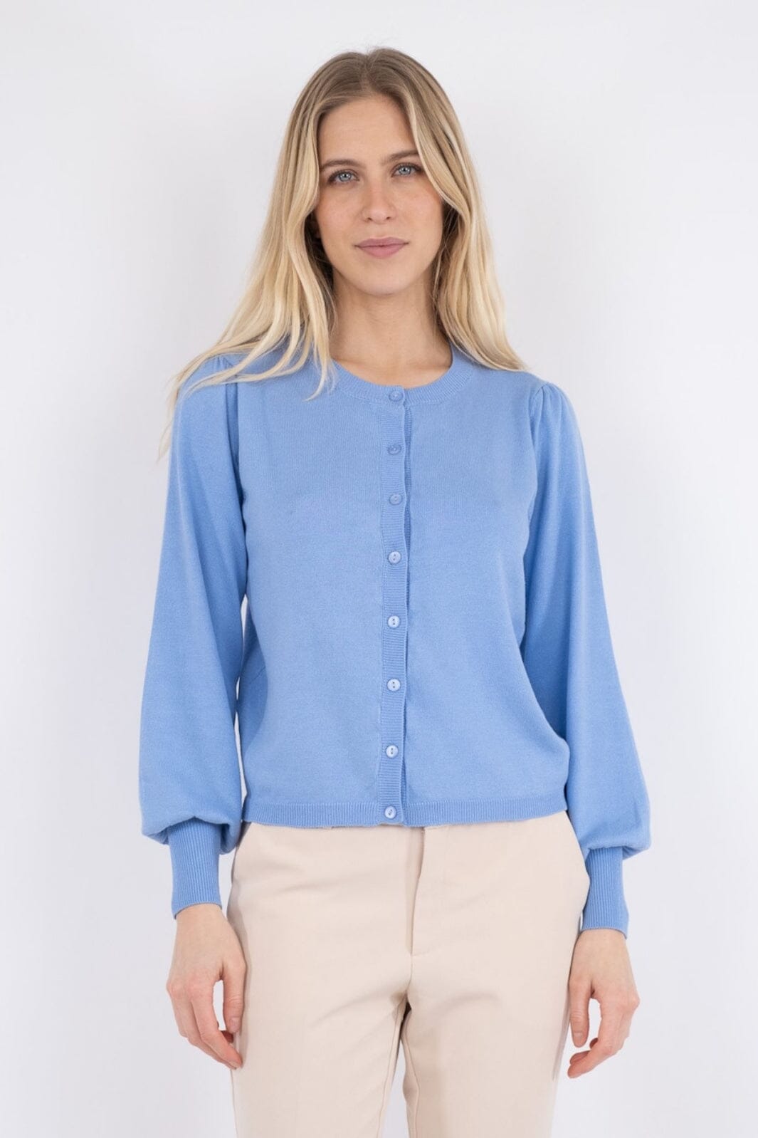 Neo Noir - Rose Solid Knit Cardigan - SKY BLUE Cardigans 