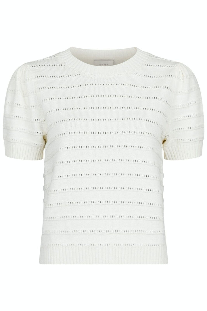 Neo Noir - Sidra Stitch Solid Knit Blouse - Off White Strikbluser 