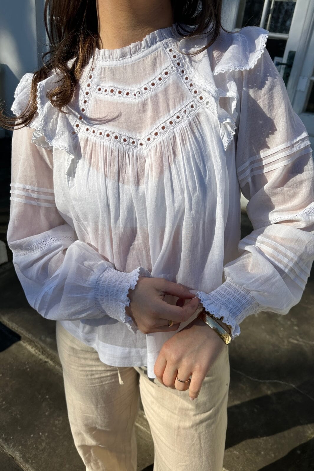 Neo Noir - Simkie S Voile Blouse - White Bluser 