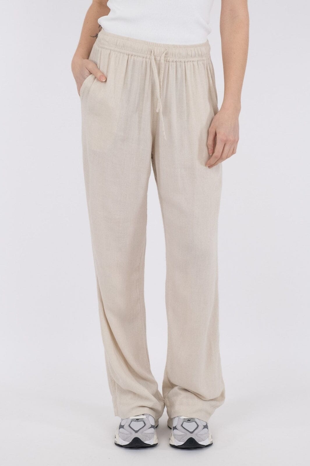 Neo Noir - Sonar Drapy Linen Pants - Natural Bukser 