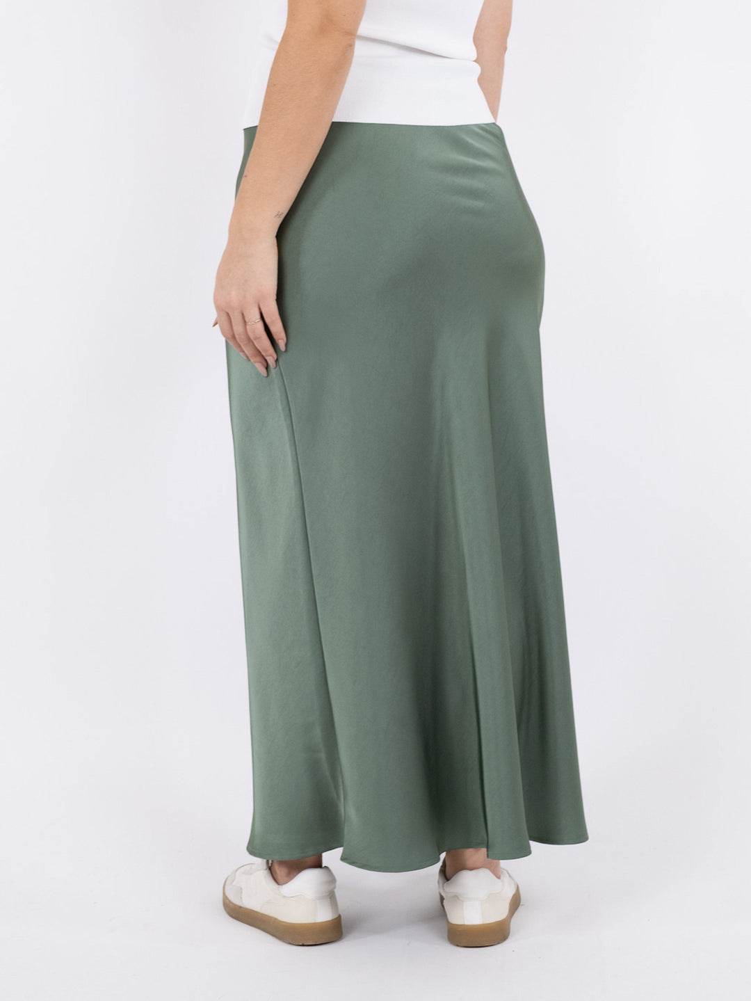 Neo Noir - Vicky Heavy Sateen Skirt - Forrest Green