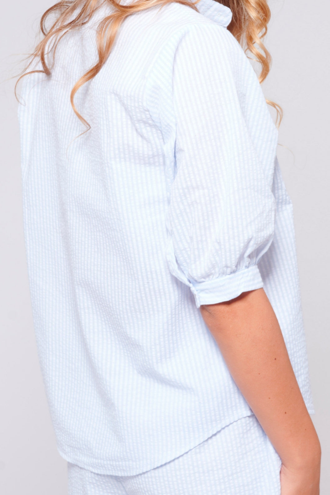 Noella - Cavi Blouse SeerSucker - Blue/White Bluser 