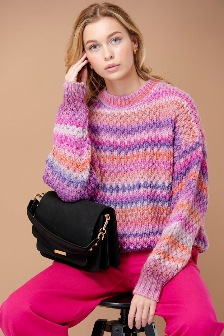 Noella - Gio Knit Blouse - Bright Mix Strikbluser 