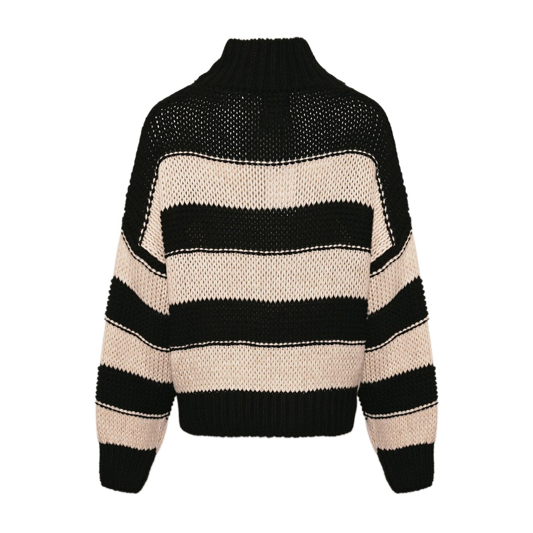 Noella - Kath Knit - 1221 Black Ivory Stripe Strikbluser 