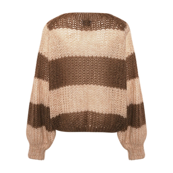 Noella - Kela Knit - 1230 Beige Brown Stripe Strikbluser 