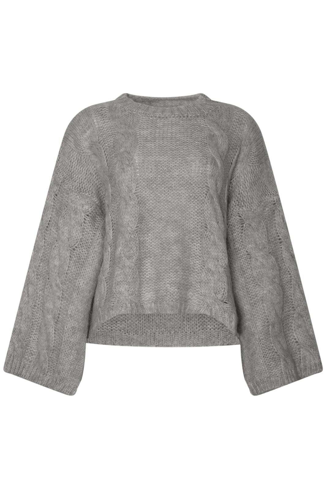 Noella - Lyza Sh Knit 14190002 - 022 - Light Grey Melange Strikbluser 