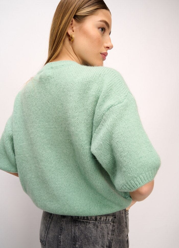 Noella - Mimi Knit Jumper - Soap Green Strikbluser 