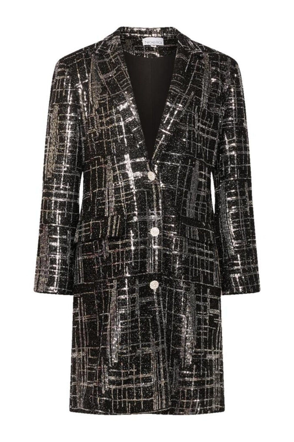 Noella - Montana Blazer Dress - Silver W/ Black Kjoler 