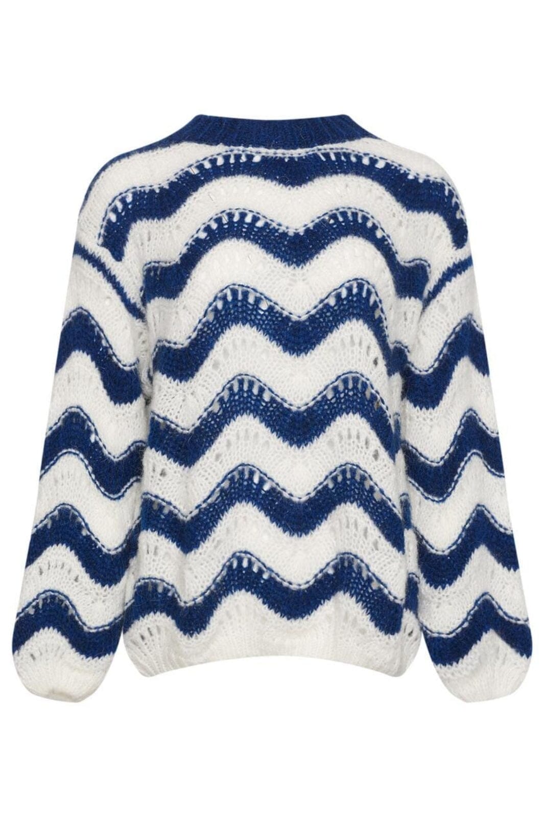 Noella - Panama Knit Jumper - Cream/Navy Mix Strikbluser 