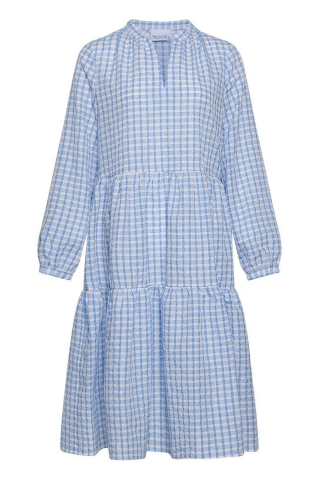 Noella - Rania Long Dress - Light Blue Check Kjoler 