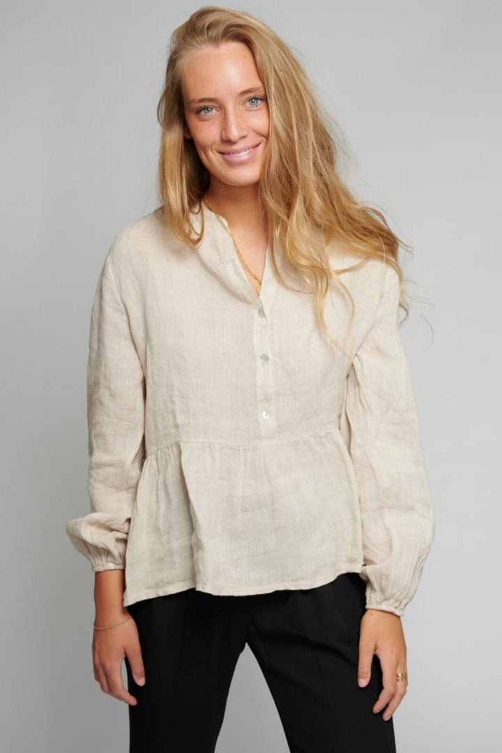 Noella - Rosi Blouse Linen - Beige Bluser 